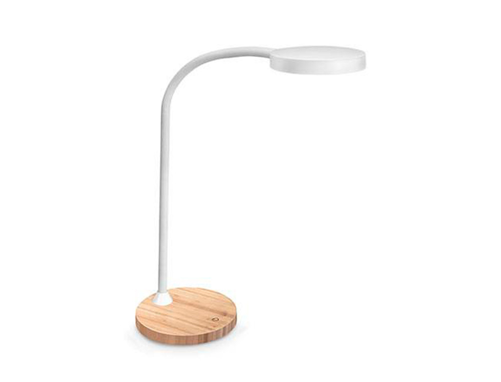 LAMPARA DE ESCRITORIO CEP LED 5,46W 300LM BRILLO REGULABLE CABEZA ORIENTABLE BLANCO Y MADERA