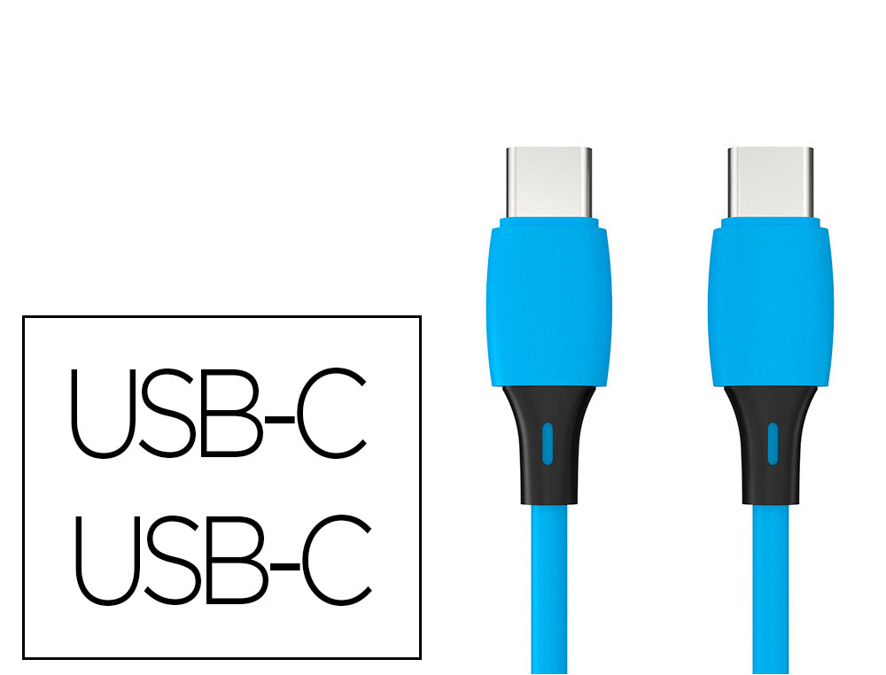 CABLE USB-C A USB-C Q-CONNECT PVC LONGITUD 1M AZUL