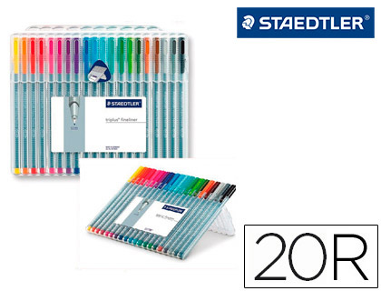 ROTULADOR STAEDTLER TRIPLUS FINELINER 334 ESTUCHE DE 20 UNIDADES COLORES SURTIDOS (14+6 GRATIS)