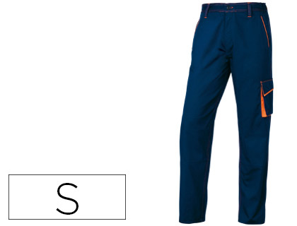 PANTALON DE TRABAJO DELTAPLUS CINTURA AJUSTABLE 5 BOLSILLOS COLOR AZUL NARANJA TALLA S