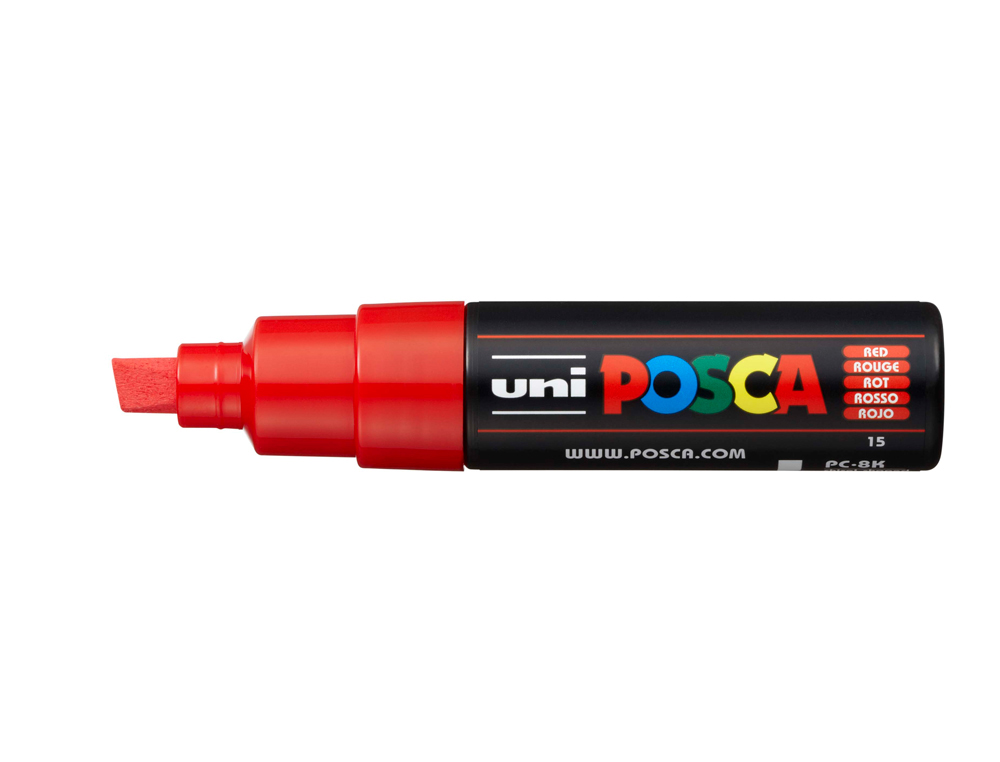ROTULADOR UNI POSCA PC-8K MARCADOR DE PINTURA PUNTA BISELADA 8 MM ROJO