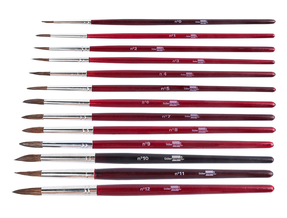 PINCELES ACUARELA LIDERPAPEL N 11 VIROLA CROMADA PELO ENGOMADO