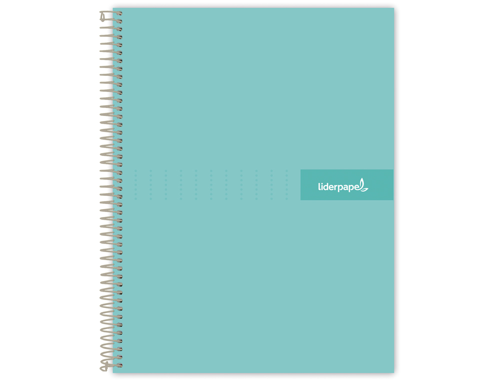 CUADERNO ESPIRAL LIDERPAPEL A5 MICRO CRAFTY TAPA FORRADA 120H 90GR CUADRO 5MM 5 BANDAS 6 TALADROS COLOR TURQUESA