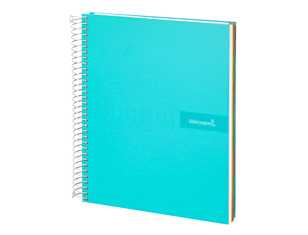 CUADERNO ESPIRAL LIDERPAPEL A5 MICRO CRAFTY TAPA FORRADA 120H 90GR CUADRO 5MM 5 BANDAS 6 TALADROS COLOR TURQUESA