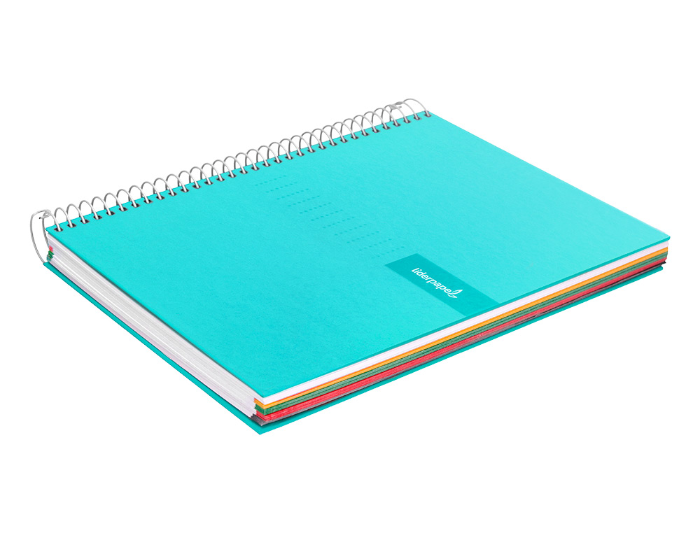 CUADERNO ESPIRAL LIDERPAPEL A5 MICRO CRAFTY TAPA FORRADA 120H 90GR CUADRO 5MM 5 BANDAS 6 TALADROS COLOR TURQUESA