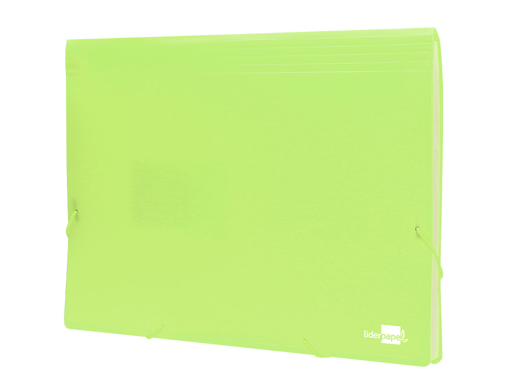 CARPETA LIDERPAPEL CLASIFICADOR FUELLE POLIPROPILENO DIN A4 AMARILLO FLUOR OPACO 13 DEPARTAMENTOS