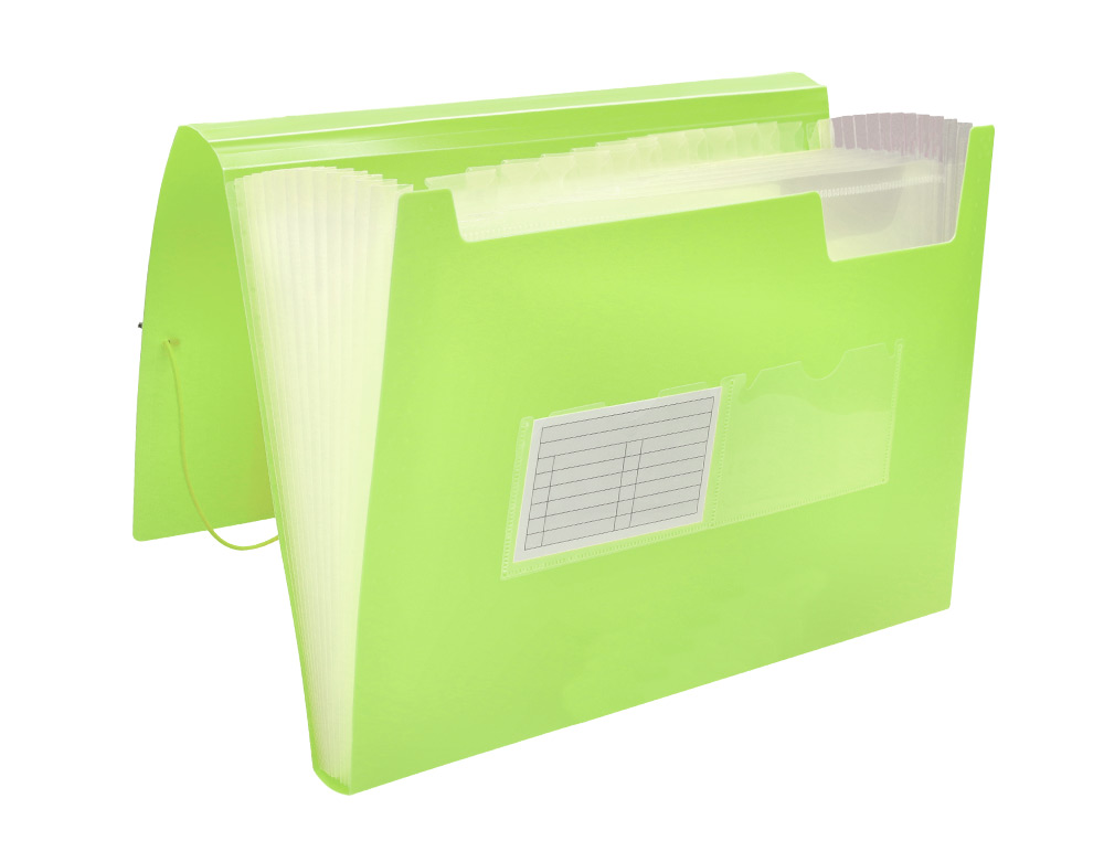 CARPETA LIDERPAPEL CLASIFICADOR FUELLE POLIPROPILENO DIN A4 AMARILLO FLUOR OPACO 13 DEPARTAMENTOS