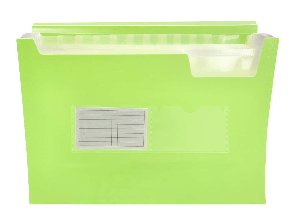 CARPETA LIDERPAPEL CLASIFICADOR FUELLE POLIPROPILENO DIN A4 AMARILLO FLUOR OPACO 13 DEPARTAMENTOS