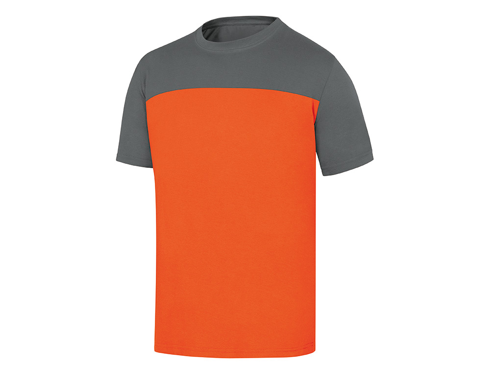 CAMISETA DE ALGODON DELTAPLUS COLOR GRIS/NARANJA TALLA S
