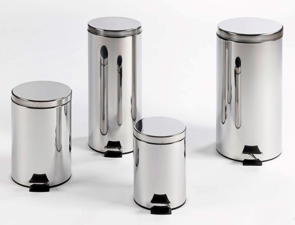 PAPELERA METALICA Q-CONNECT CON PEDAL CROMADA 25X38CM CAPACIDAD 12 LITROS