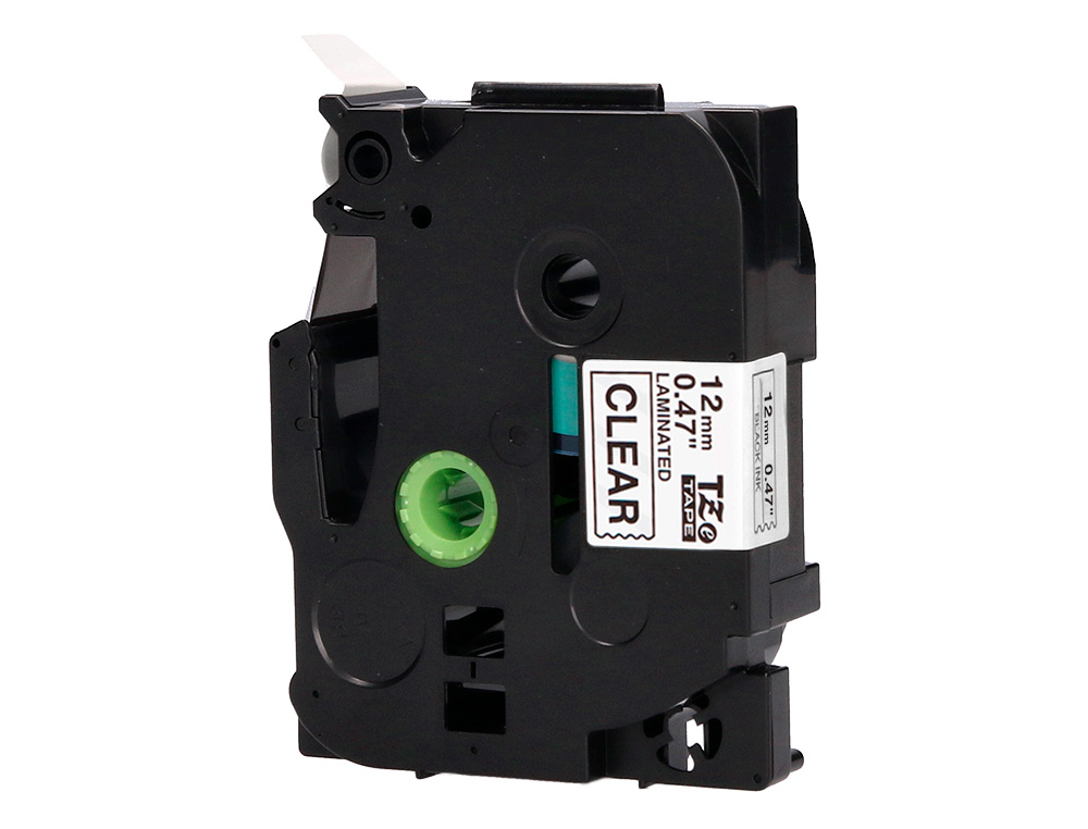 CINTA Q-CONNECT TZE-131 TRANSPARENTE-NEGRO 12MM LONGITUD 8 MT