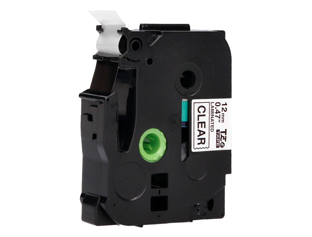 CINTA Q-CONNECT TZE-131 TRANSPARENTE-NEGRO 12MM LONGITUD 8 MT