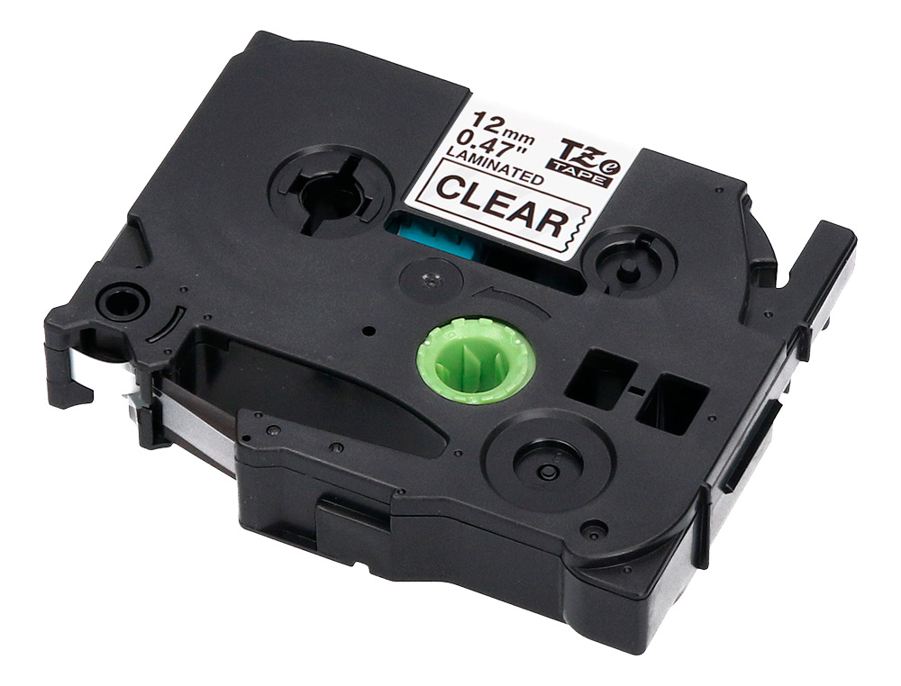 CINTA Q-CONNECT TZE-131 TRANSPARENTE-NEGRO 12MM LONGITUD 8 MT