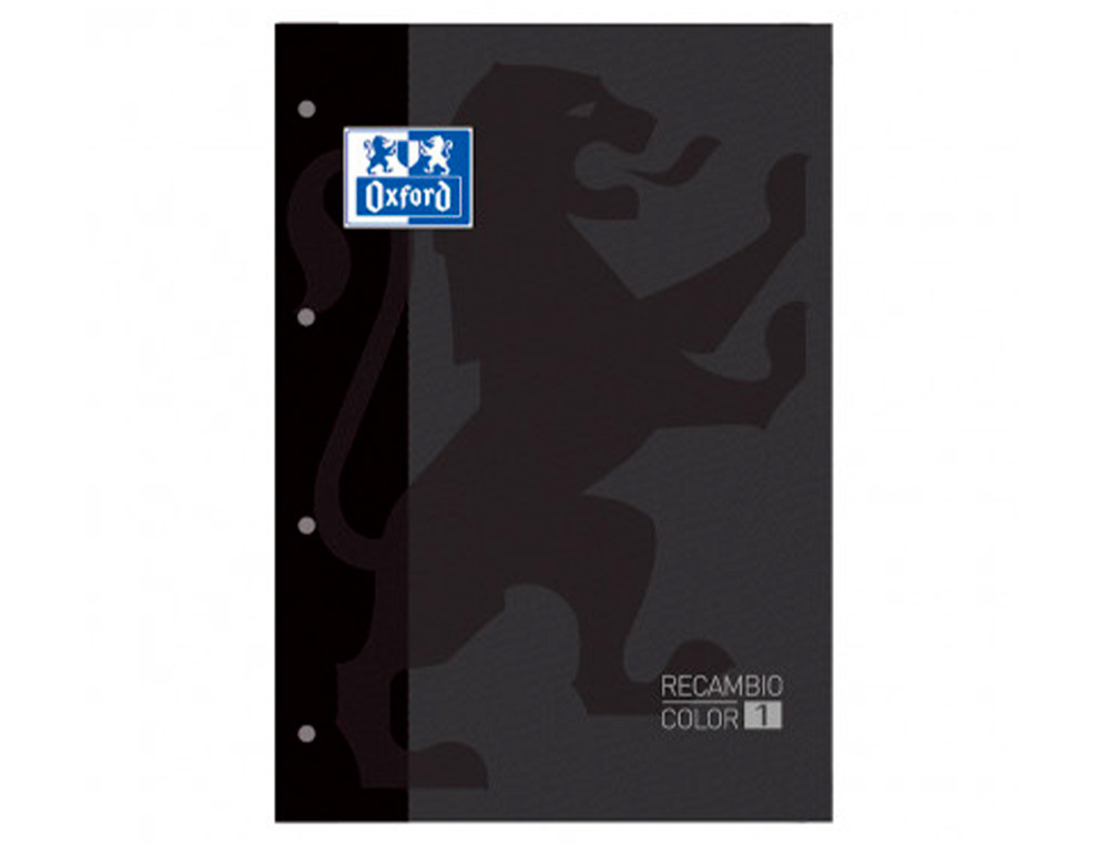 RECAMBIO COLOR 1 OXFORD DIN A4+ 80 HOJAS 90 GR CUADRO 5 MM 4 TALADROS COLOR NEGRO