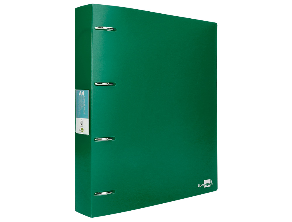 CARPETA LIDERPAPEL 4 ANILLAS MIXTAS 40 MM POLIPROPILENO DIN A4 VERDE TRANSLUCIDO