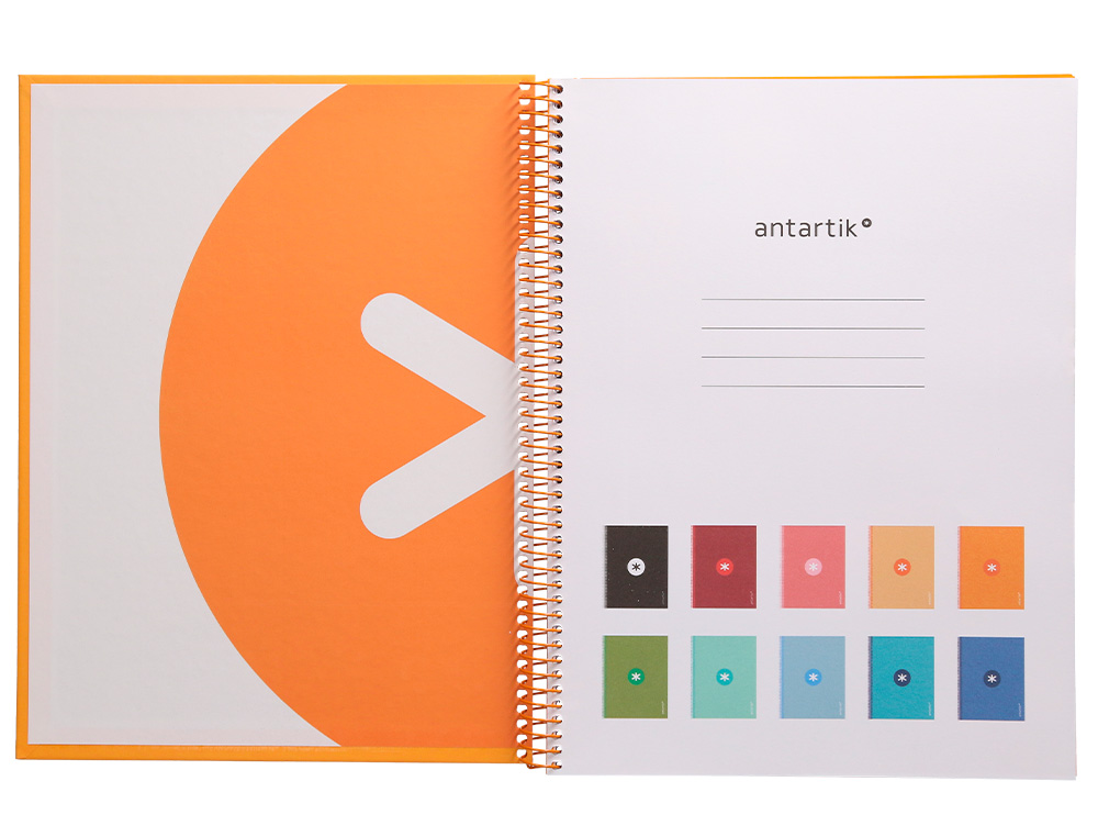 CUADERNO ESPIRAL A4 MICRO ANTARTIK TAPA FORRADA80H 90 GR HORIZONTAL 1 BANDA 4 TALADROS COLOR MOSTAZA