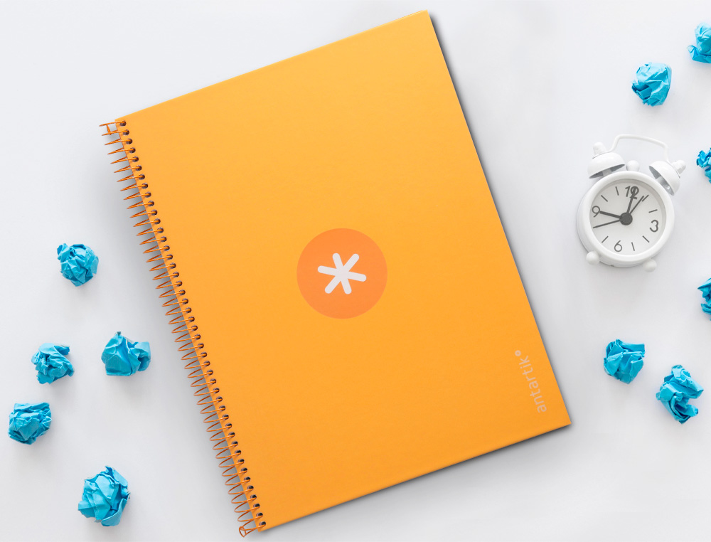 CUADERNO ESPIRAL A4 MICRO ANTARTIK TAPA FORRADA80H 90 GR HORIZONTAL 1 BANDA 4 TALADROS COLOR MOSTAZA