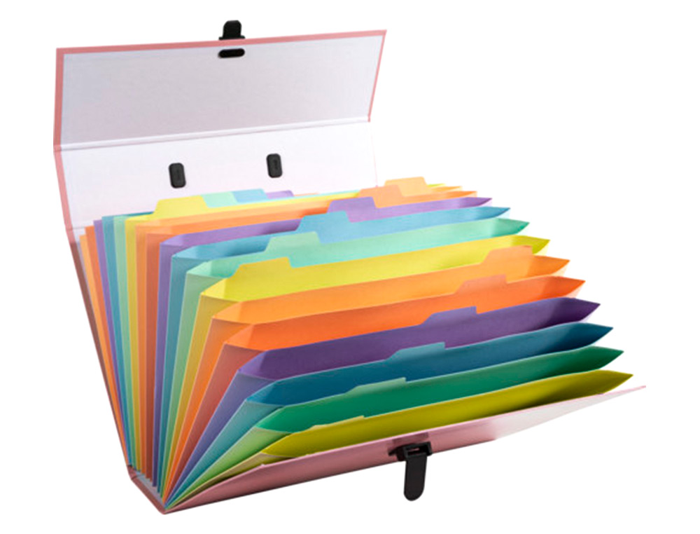 MALETIN EXACOMPTA AQUAREL CON FUELLE CARTON FORRADO 18 DEPARTAMENTOS COLORES SURTIDOS