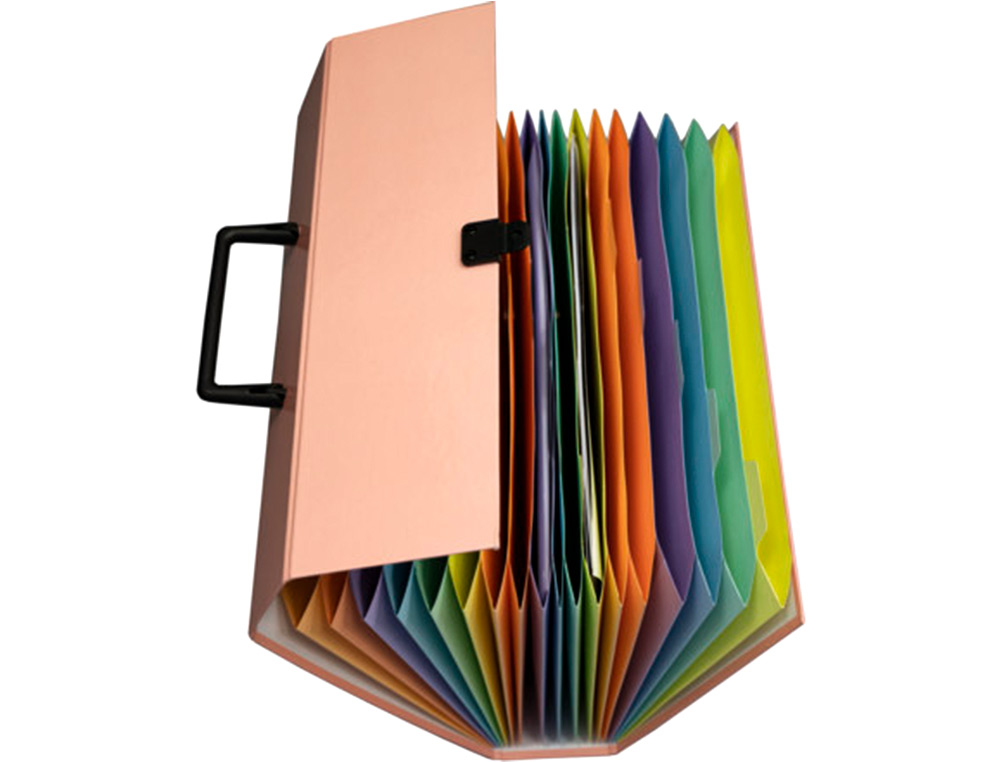 MALETIN EXACOMPTA AQUAREL CON FUELLE CARTON FORRADO 18 DEPARTAMENTOS COLORES SURTIDOS