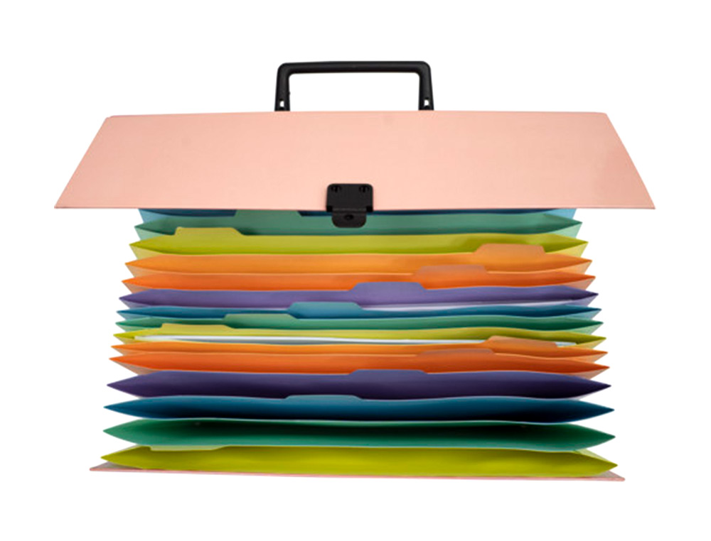 MALETIN EXACOMPTA AQUAREL CON FUELLE CARTON FORRADO 18 DEPARTAMENTOS COLORES SURTIDOS