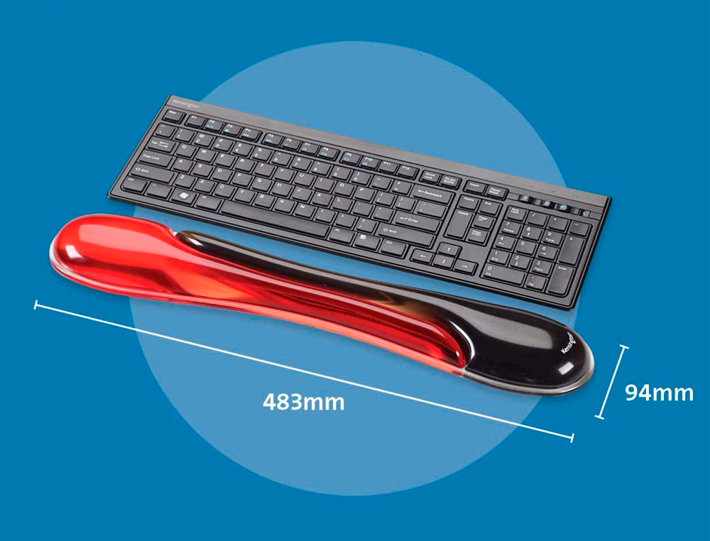 REPOSAMUÑECAS KENSINGTON DUO GEL TECLADO COLOR NEGRO/ROJO 240X182X25 MM
