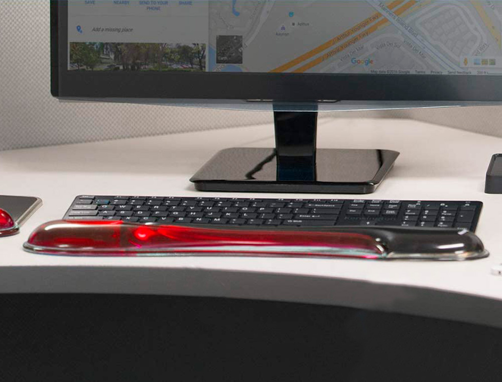 REPOSAMUÑECAS KENSINGTON DUO GEL TECLADO COLOR NEGRO/ROJO 240X182X25 MM