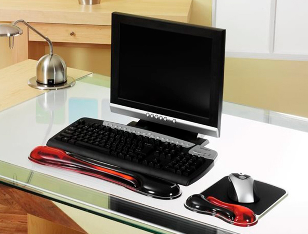 REPOSAMUÑECAS KENSINGTON DUO GEL TECLADO COLOR NEGRO/ROJO 240X182X25 MM