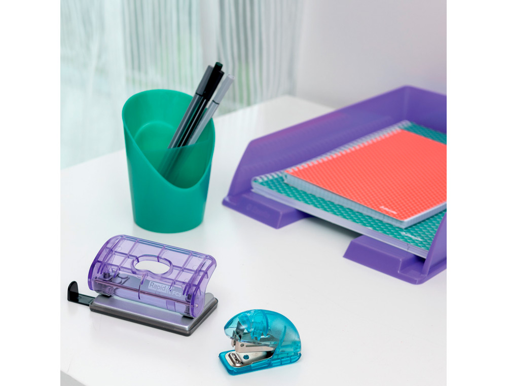 GRAPADORA RAPID MINI F4 COLOUR BREEZE USA GRAPAS 24/6 Y 26/6 COLOR LAVANDA EN BLISTER