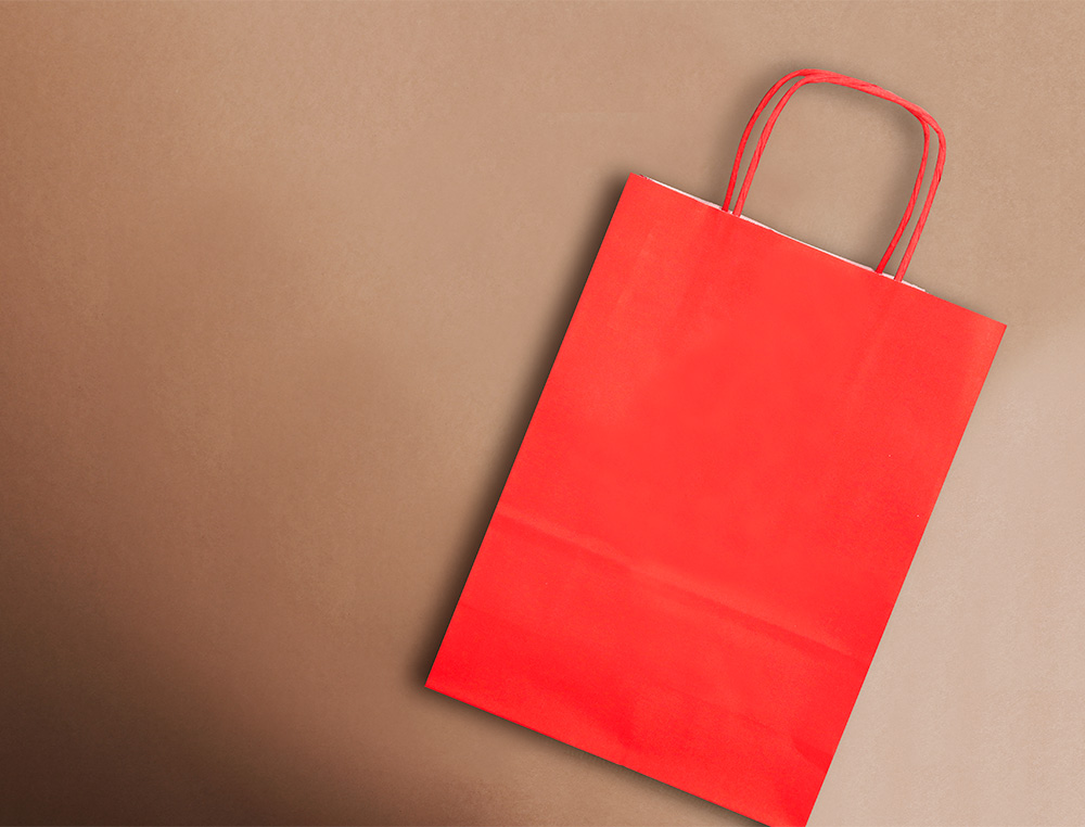 BOLSA PAPEL Q-CONNECT CELULOSA ROJO M CON ASA RETORCIDA 270X370X120 MM
