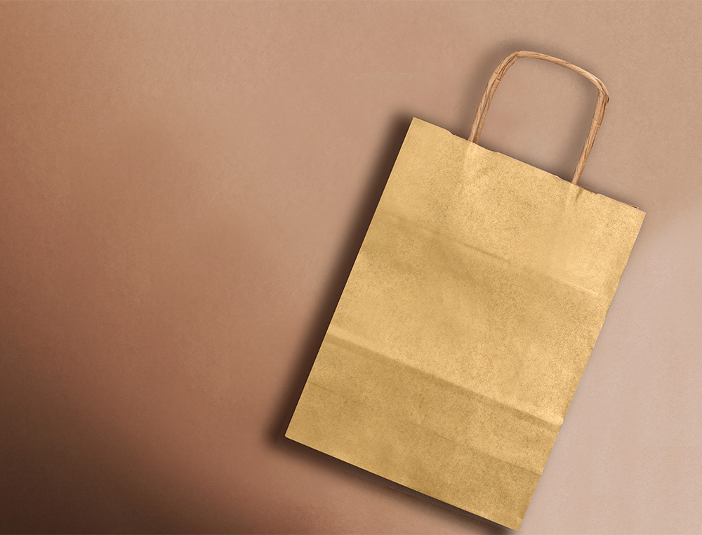 BOLSA PAPEL Q-CONNECT KRAFT ORO L CON ASA RETORCIDA 320X400X140 MM