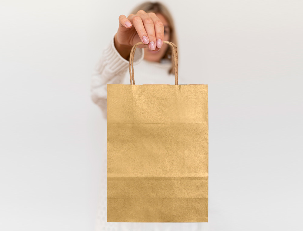 BOLSA PAPEL Q-CONNECT KRAFT ORO L CON ASA RETORCIDA 320X400X140 MM