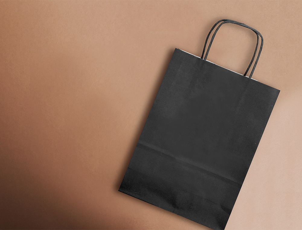 BOLSA PAPEL Q-CONNECT CELULOSA NEGRO L CON ASA RETORCIDA 320X400X140 MM