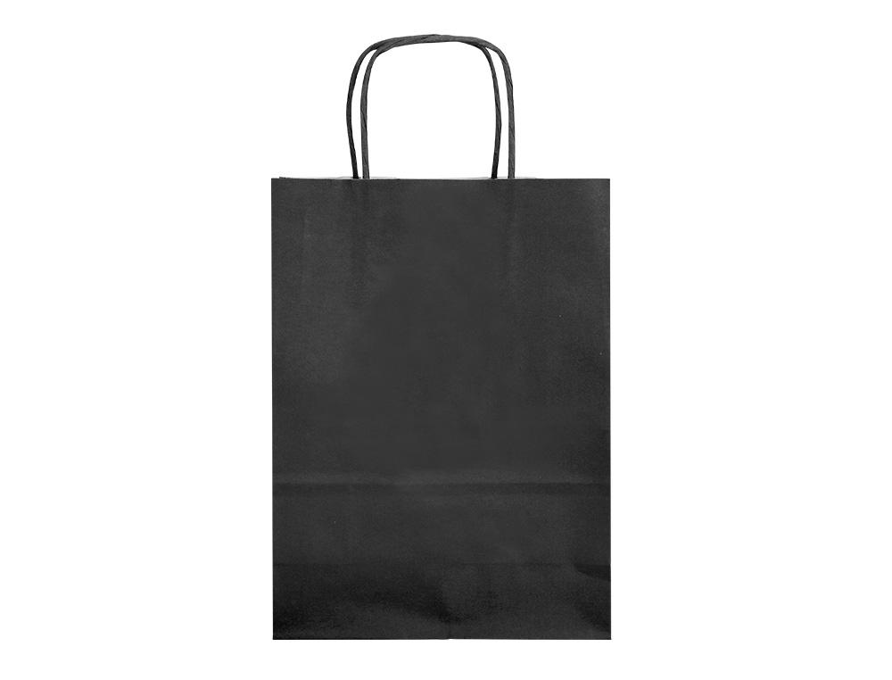 BOLSA PAPEL Q-CONNECT CELULOSA NEGRO L CON ASA RETORCIDA 320X400X140 MM