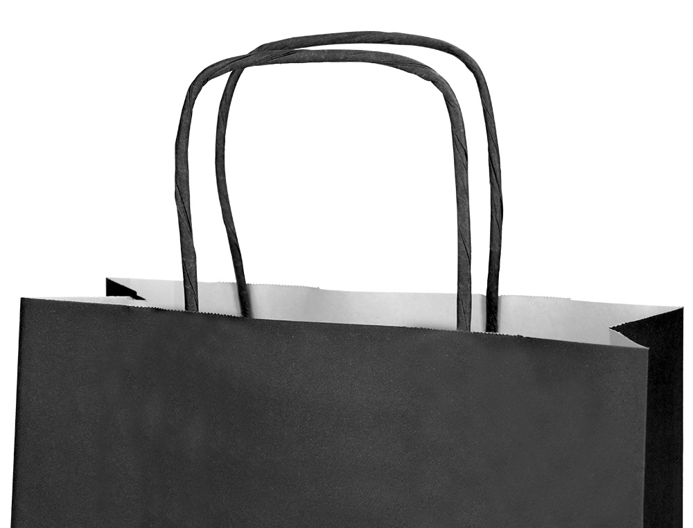 BOLSA PAPEL Q-CONNECT CELULOSA NEGRO L CON ASA RETORCIDA 320X400X140 MM