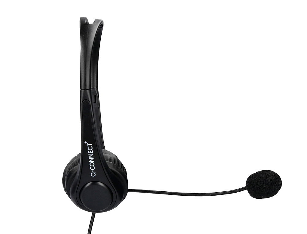 AURICULAR Q-CONNECT BIAURAL DIADEMA CON MICROFONO Y CONTROL DE VOLUMEN CONEXION USB CABLE DE 2M COLOR NEGRO
