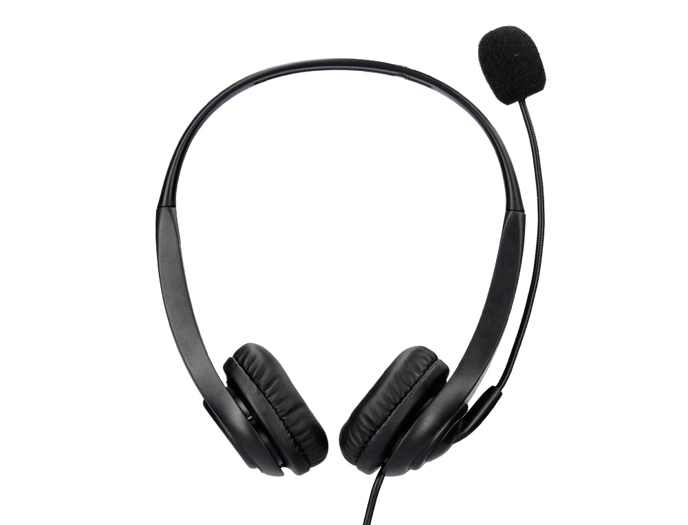 AURICULAR Q-CONNECT BIAURAL DIADEMA CON MICROFONO Y CONTROL DE VOLUMEN CONEXION USB CABLE DE 2M COLOR NEGRO