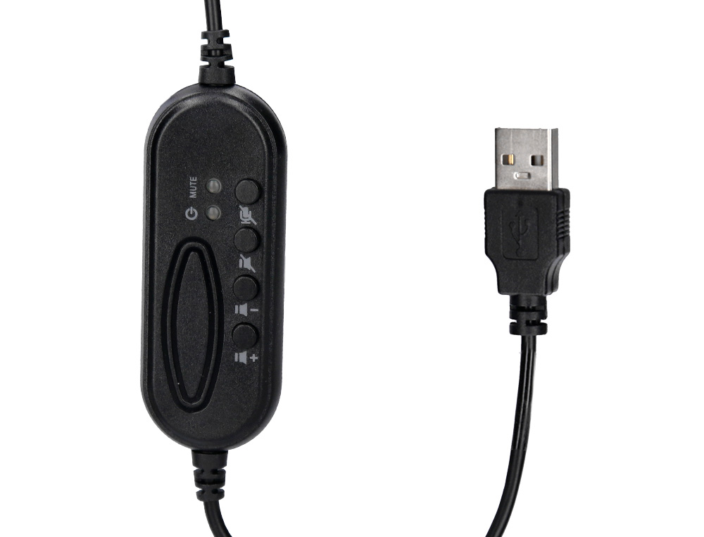 AURICULAR Q-CONNECT BIAURAL DIADEMA CON MICROFONO Y CONTROL DE VOLUMEN CONEXION USB CABLE DE 2M COLOR NEGRO