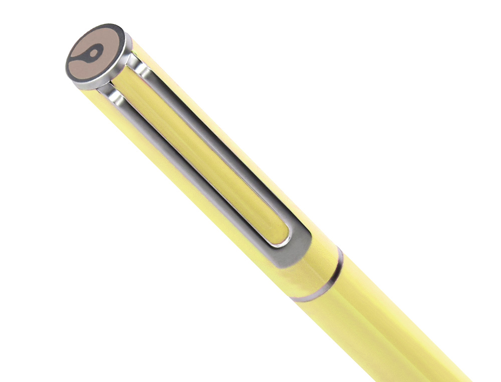 JUEGO BOLIGRAFO Y ROLLER BELIUS ENDLESS SUMMER ALUMINIO COLOR AMARILLO Y PLATEADO TINTA AZUL CAJA DE DISEÑO