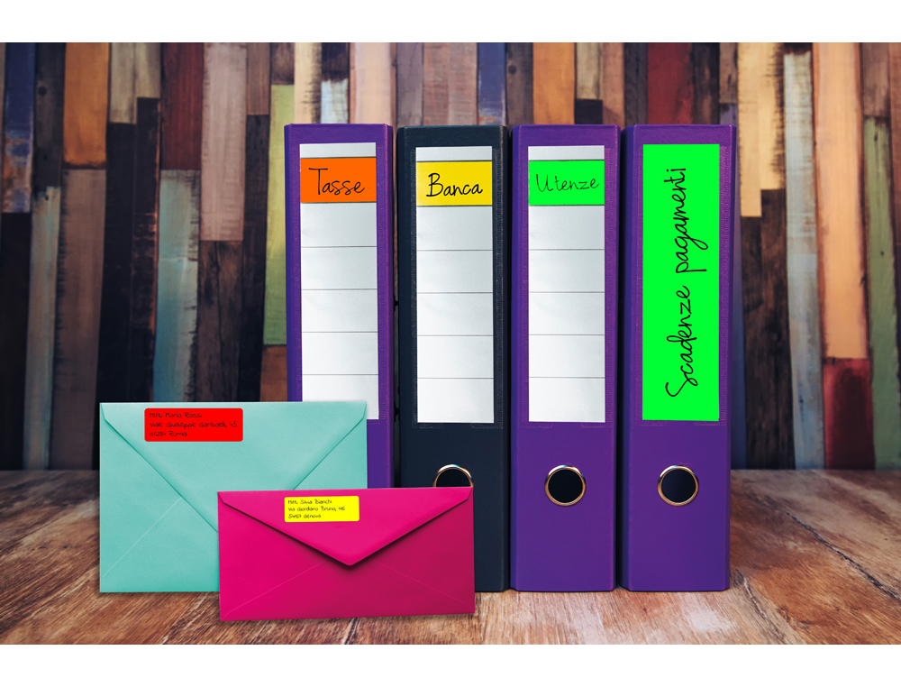 ETIQUETA ADHESIVA TICO AMARILL O FLUORESCENTES PERMANENTE FSCLASER/INKJET/FOTOCOPIA 200X142MM CAJA DE 140 UNIDADES