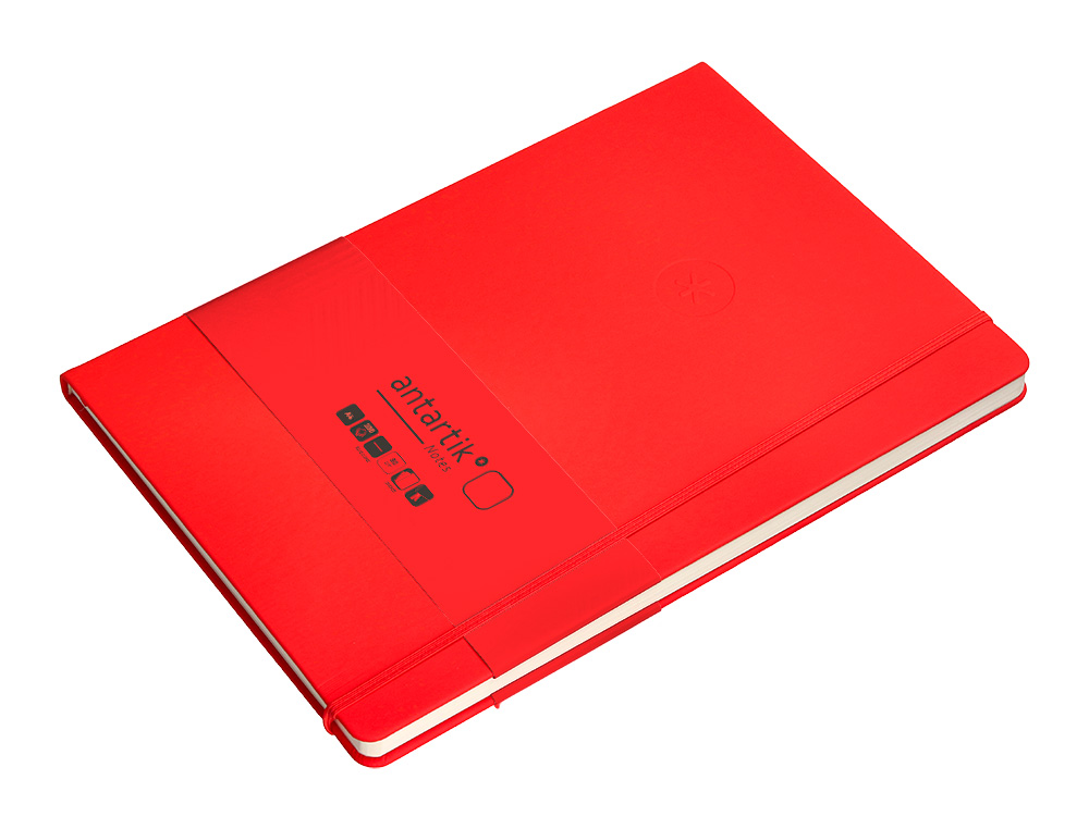 CUADERNO CON GOMILLA ANTARTIK NOTES TAPA DURA A4 HOJAS LISAS ROJO 100 HOJAS 80 GR FSC