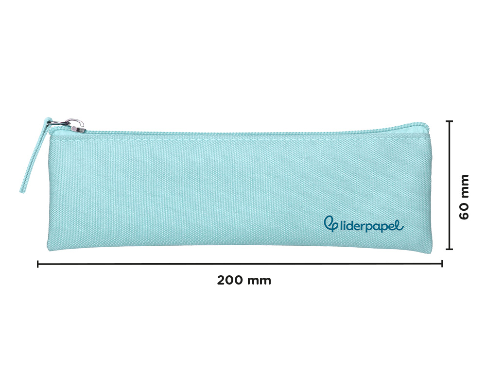 ESTUCHE PORTATODO LIDERPAPEL PLANO ESTRECHO UNA CREMALLERA 200X60 MM AZUL CELESTE