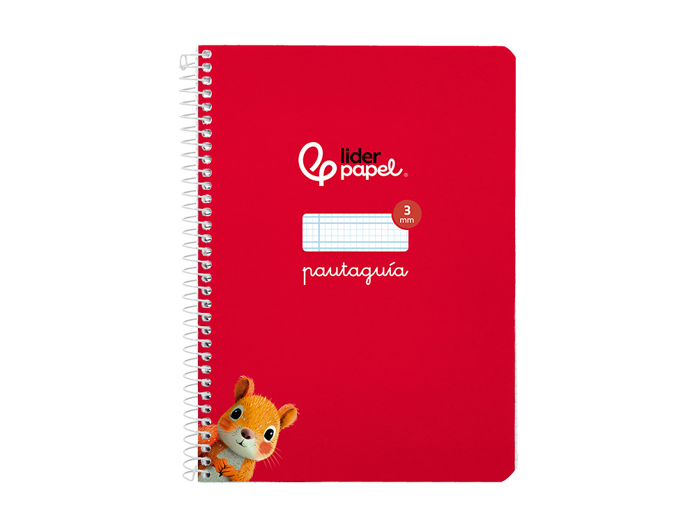 CUADERNO ESPIRAL LIDERPAPEL A5 PAUTAGUIA TAPA BLANDA 40H 75GR CUADRO PAUTADO 3MM COLOR ROJO