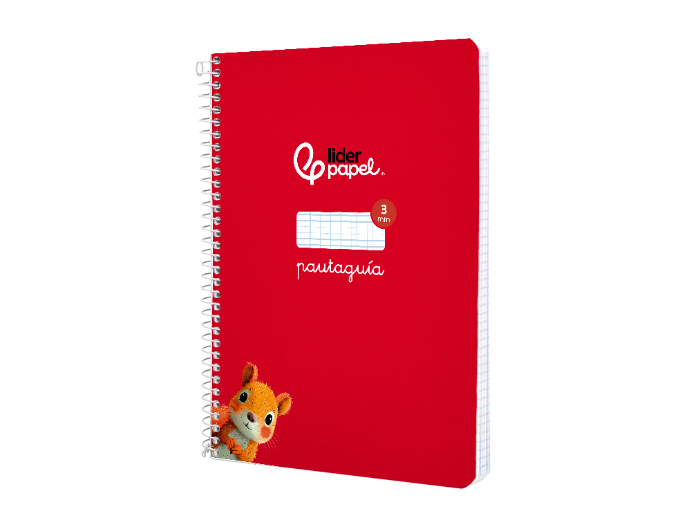 CUADERNO ESPIRAL LIDERPAPEL A5 PAUTAGUIA TAPA BLANDA 40H 75GR CUADRO PAUTADO 3MM COLOR ROJO