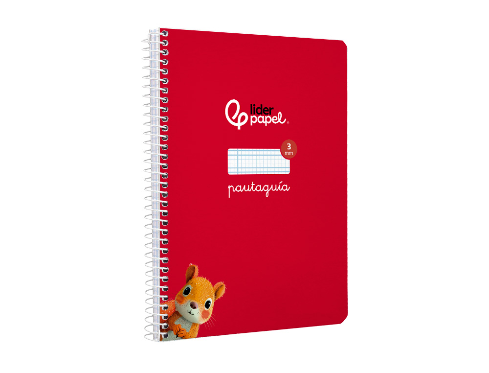 CUADERNO ESPIRAL LIDERPAPEL A5 PAUTAGUIA TAPA BLANDA 40H 75GR CUADRO PAUTADO 3MM COLOR ROJO