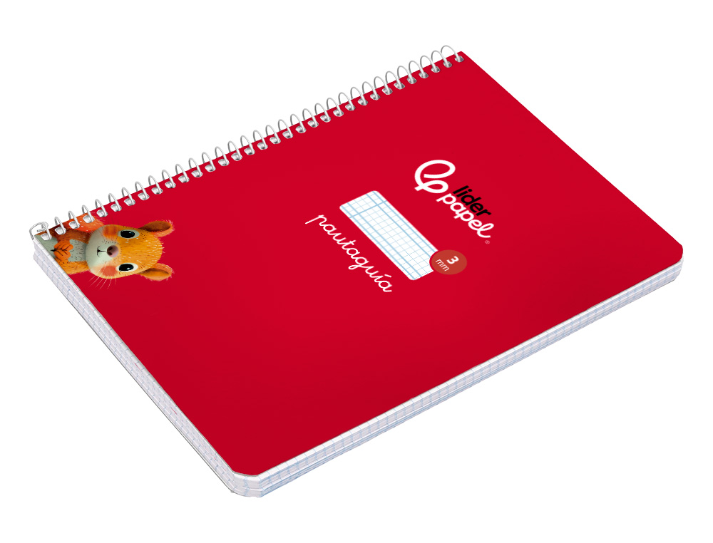 CUADERNO ESPIRAL LIDERPAPEL A5 PAUTAGUIA TAPA BLANDA 40H 75GR CUADRO PAUTADO 3MM COLOR ROJO