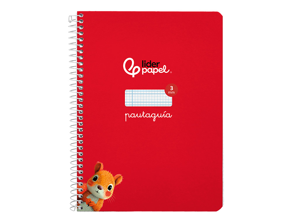 CUADERNO ESPIRAL LIDERPAPEL A5 PAUTAGUIA TAPA DURA 80H 90GR CUADRO PAUTADO 3MM COLOR ROJO