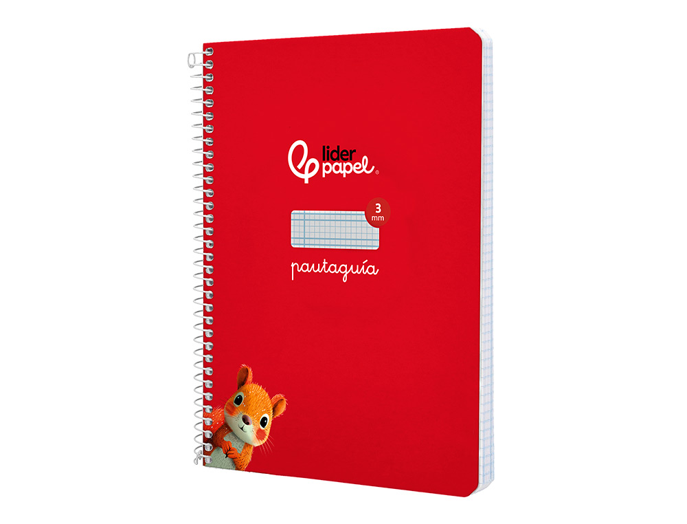 CUADERNO ESPIRAL LIDERPAPEL A5 PAUTAGUIA TAPA DURA 80H 90GR CUADRO PAUTADO 3MM COLOR ROJO