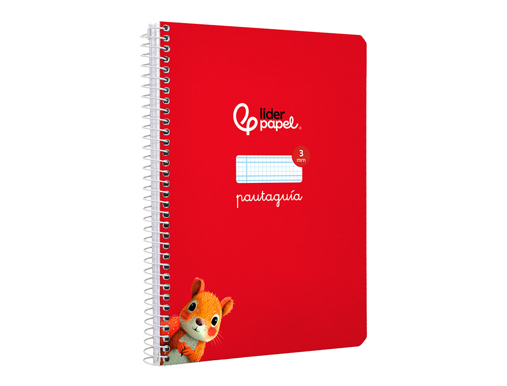 CUADERNO ESPIRAL LIDERPAPEL A5 PAUTAGUIA TAPA DURA 80H 90GR CUADRO PAUTADO 3MM COLOR ROJO