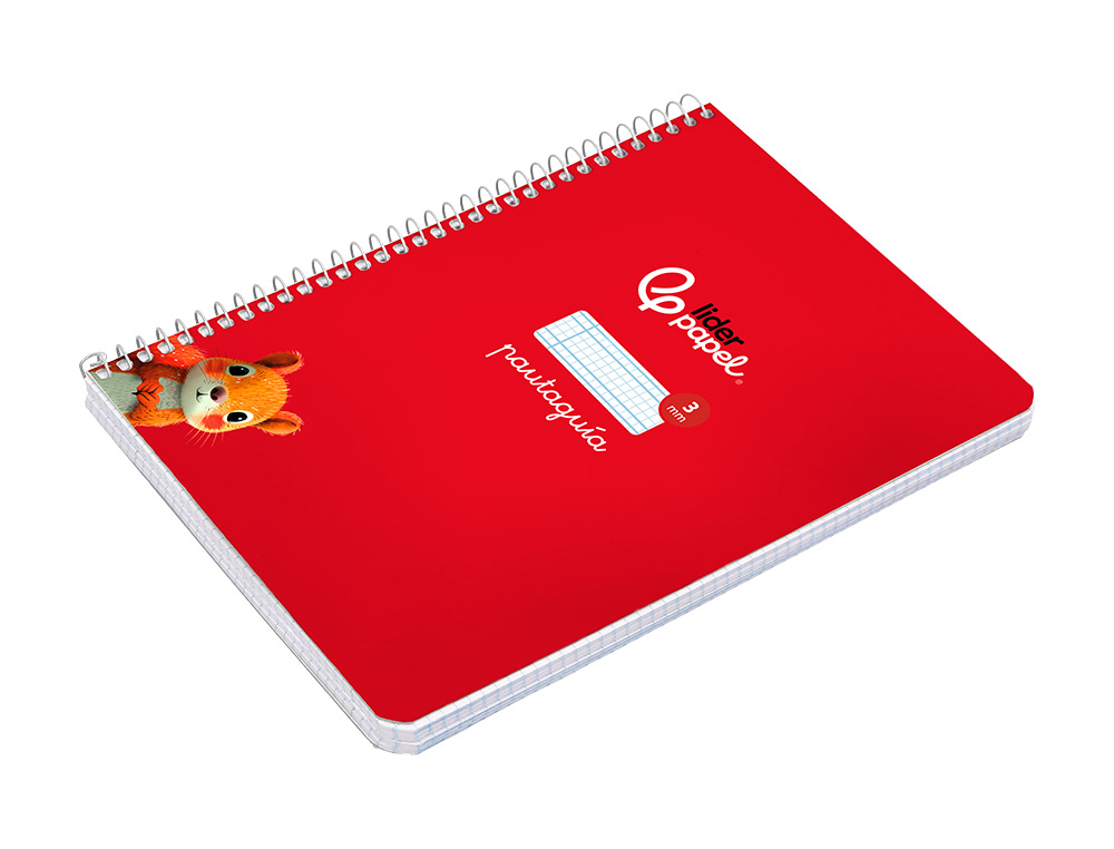 CUADERNO ESPIRAL LIDERPAPEL A5 PAUTAGUIA TAPA DURA 80H 90GR CUADRO PAUTADO 3MM COLOR ROJO