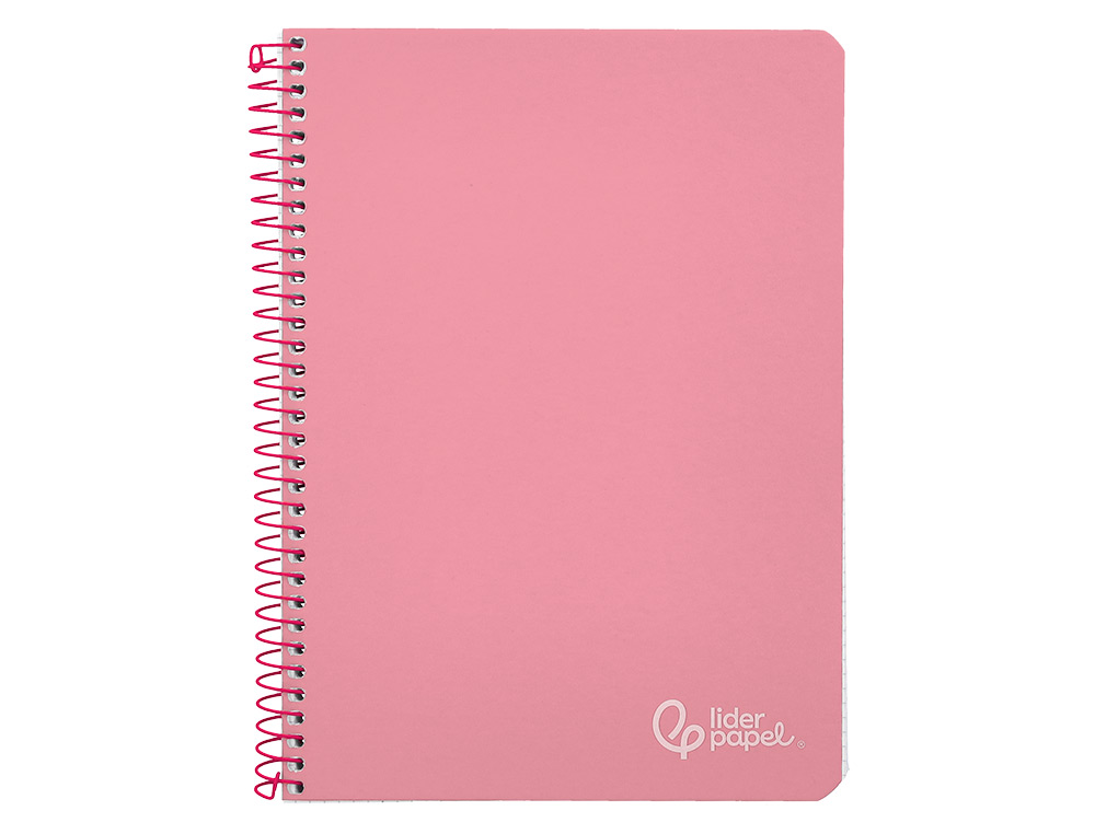 CUADERNO ESPIRAL LIDERPAPEL A4 WITTY TAPA DURA 80H 90GR CUADRO 4MM CON MARGEN COLOR ROSA